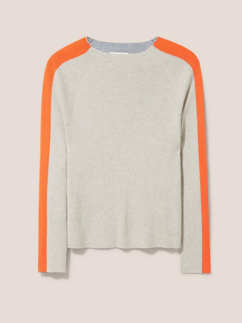 Cashmere Ella Curve Hem Jumper in TANGERINE ORANGE PLAIN - FLAT FRONT