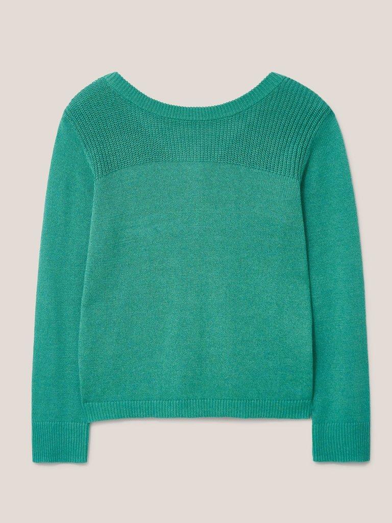 Tilly Cable Poncho in JADE GREEN - FLAT BACK