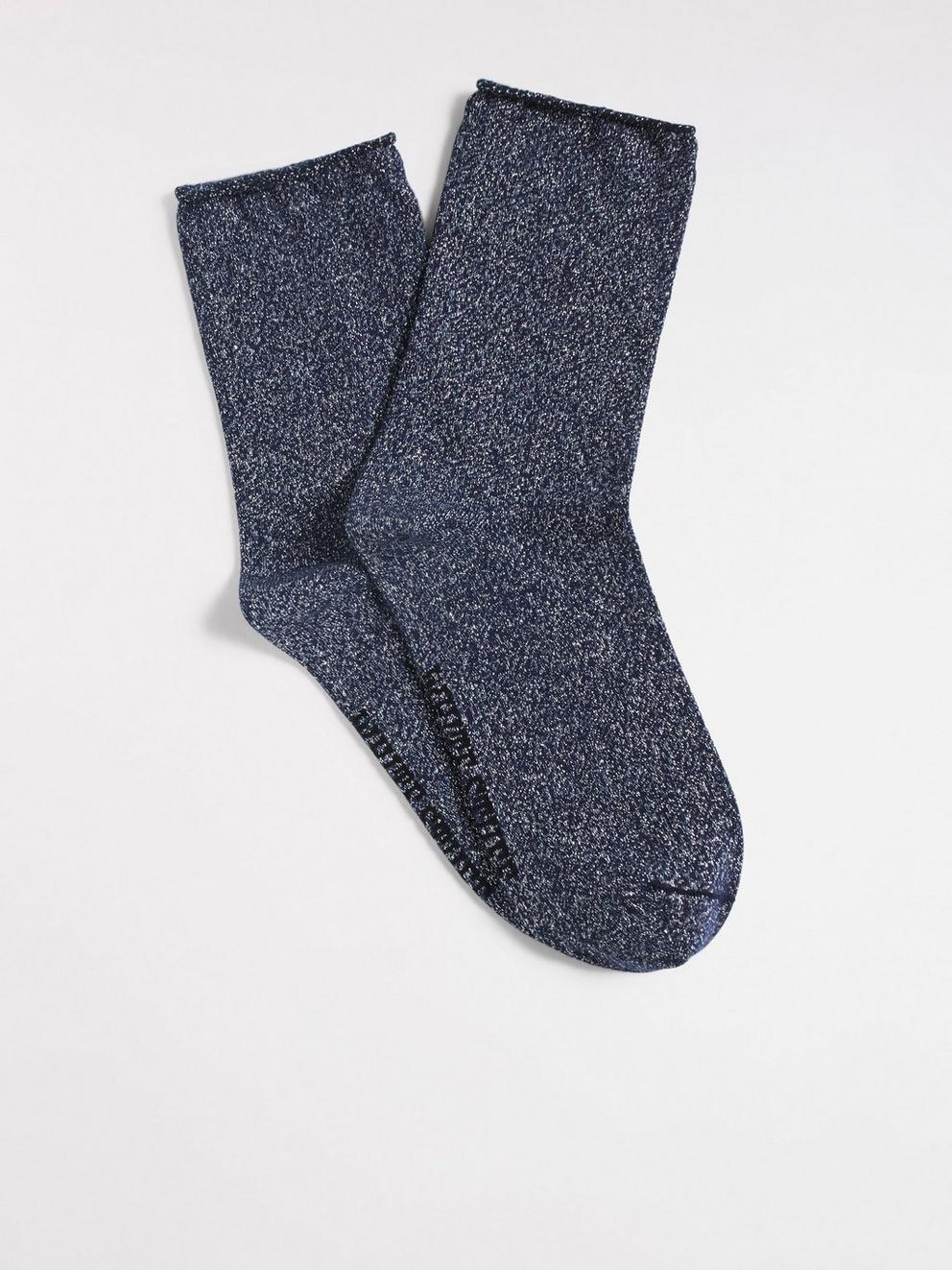 Sparkle Sock in NAVY - FLAT FRONT