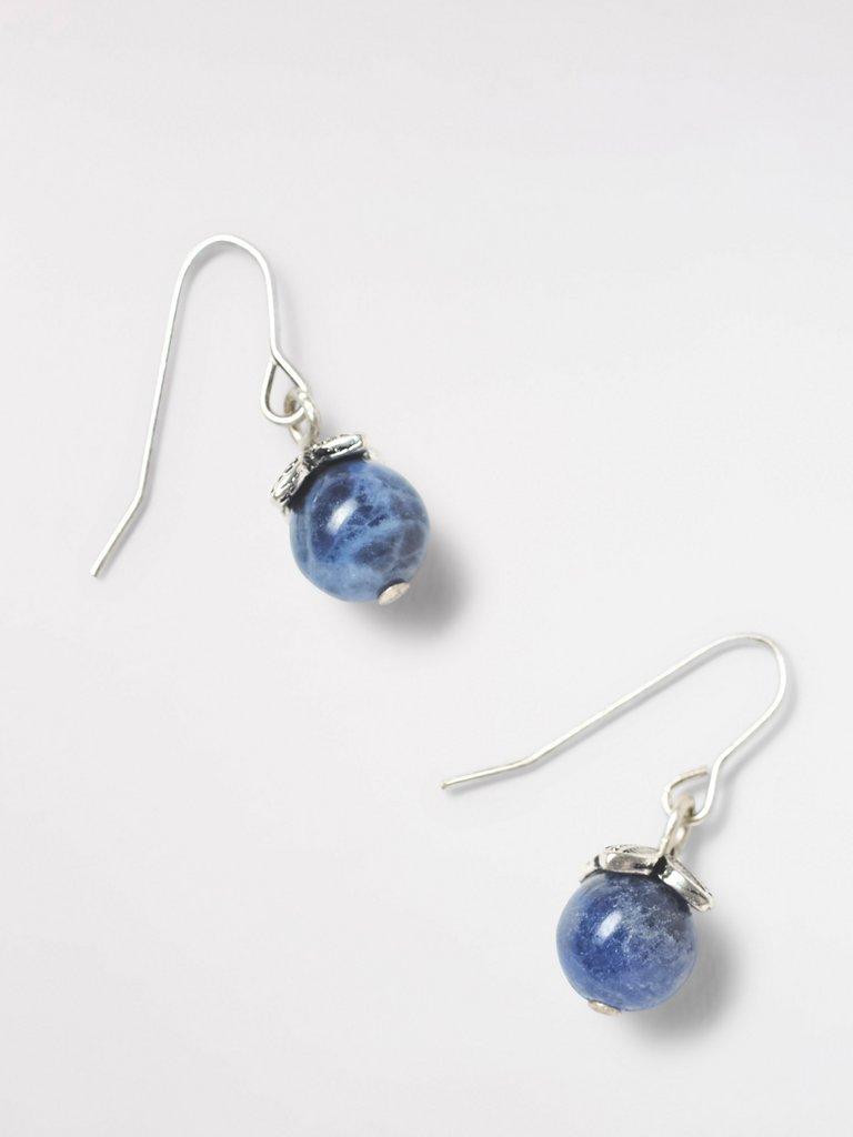 Blueberry Stone Drop Earring in NAVY BLUE - FLAT FRONT