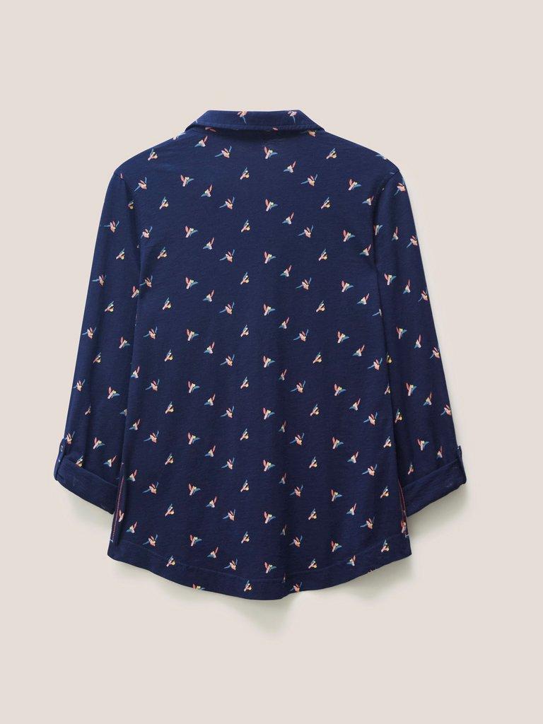 Silence Jersey Shirt in NAVY PRINT - FLAT BACK