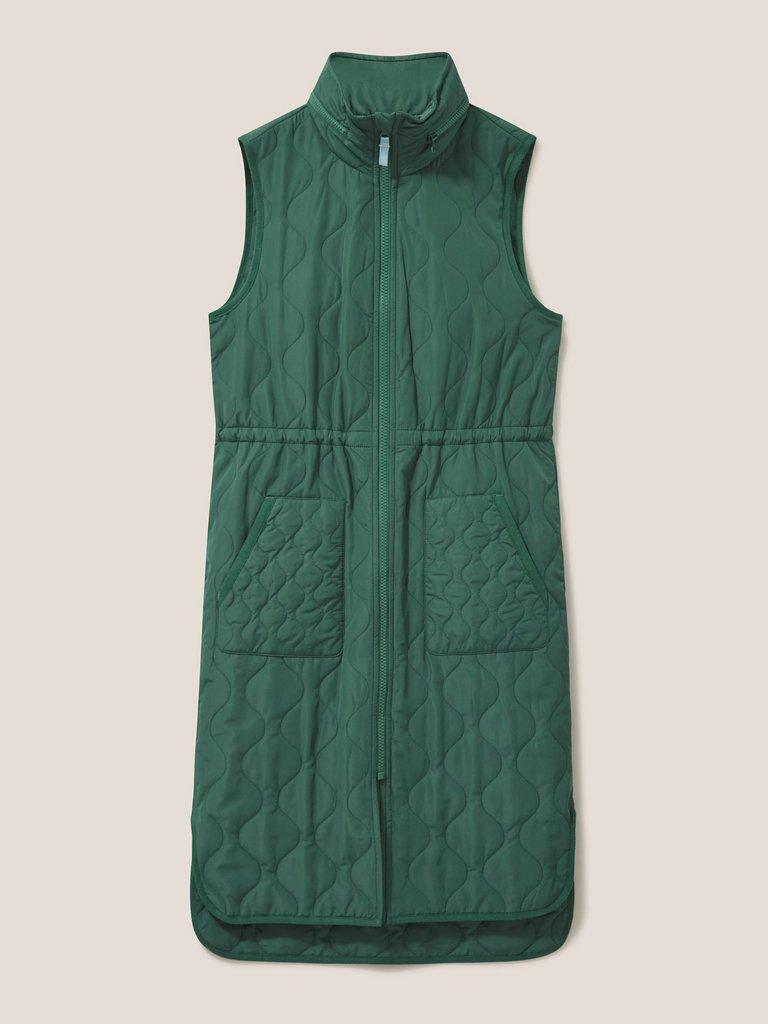 Haweswater Funnel Gilet in PERIDOT GREEN PLAIN - FLAT FRONT