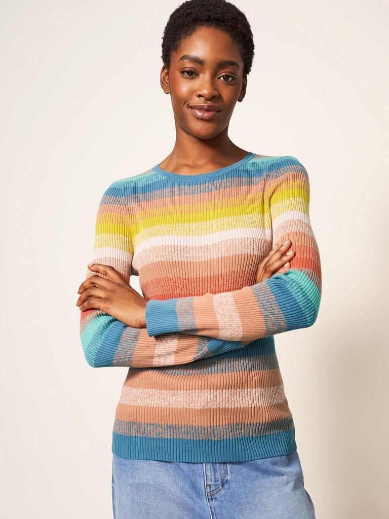 Rainbows End Jumper in MULTI - MODEL FRONT