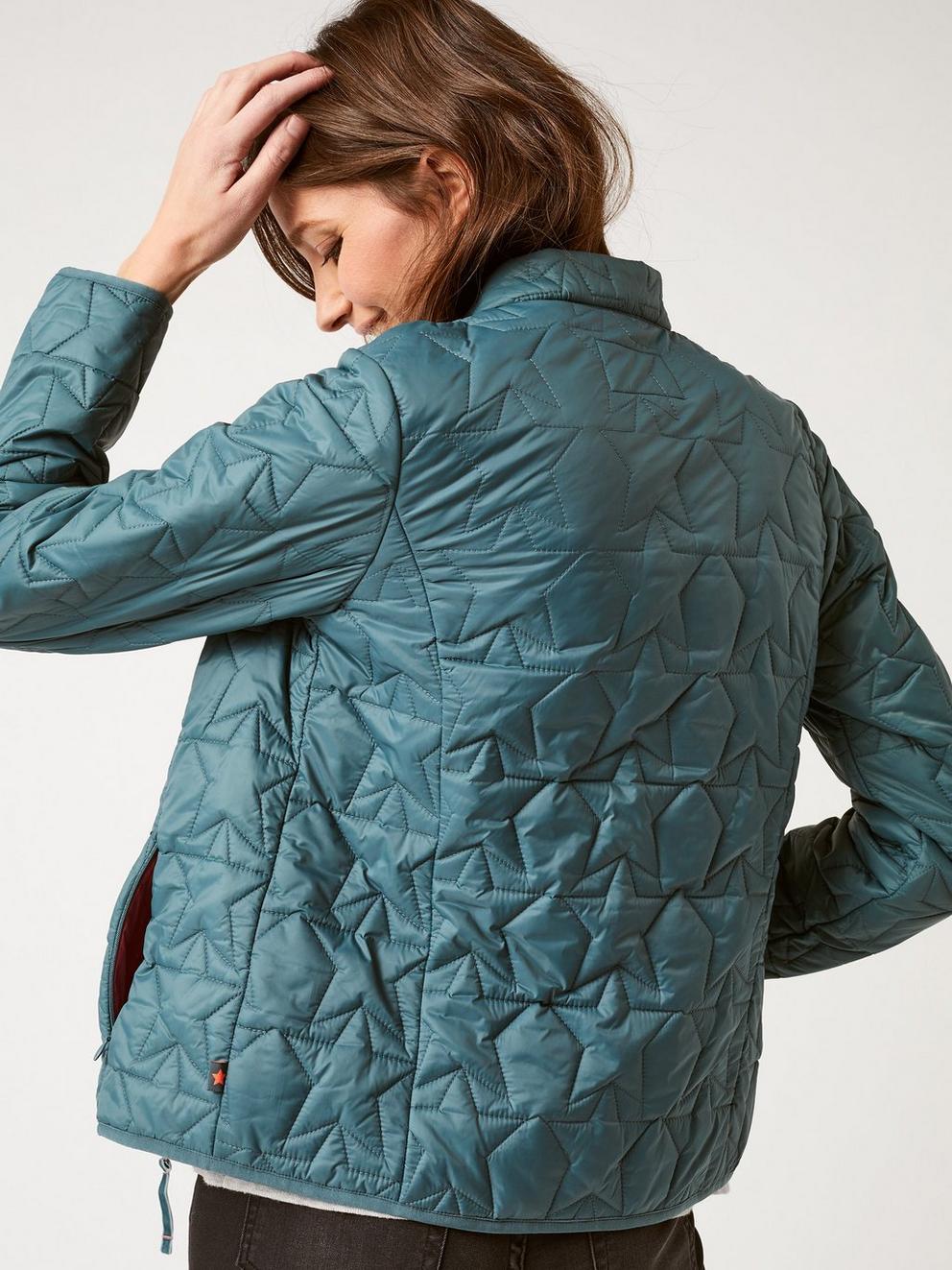 Dallington Star Quilted Jacket in GREEN - MODEL BACK