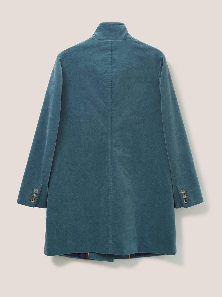 Devin Velvet Worker Jacket in TEAL - FLAT BACK