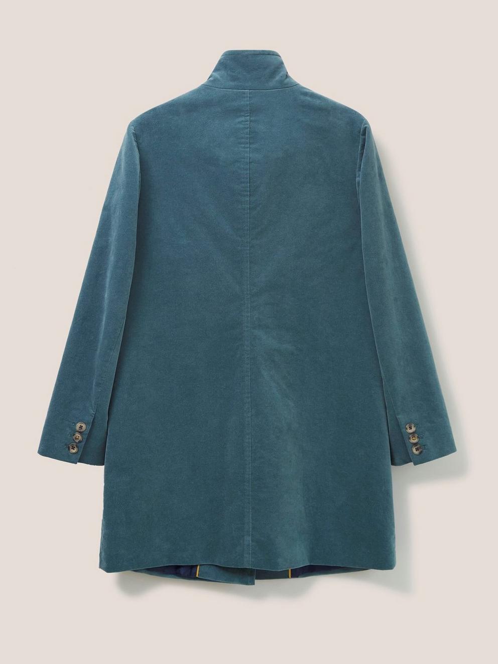 Devin Velvet Worker Jacket in TEAL - FLAT BACK