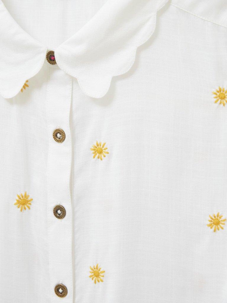 Eccles Embroidered Shirt in WHITE PLAIN - FLAT DETAIL