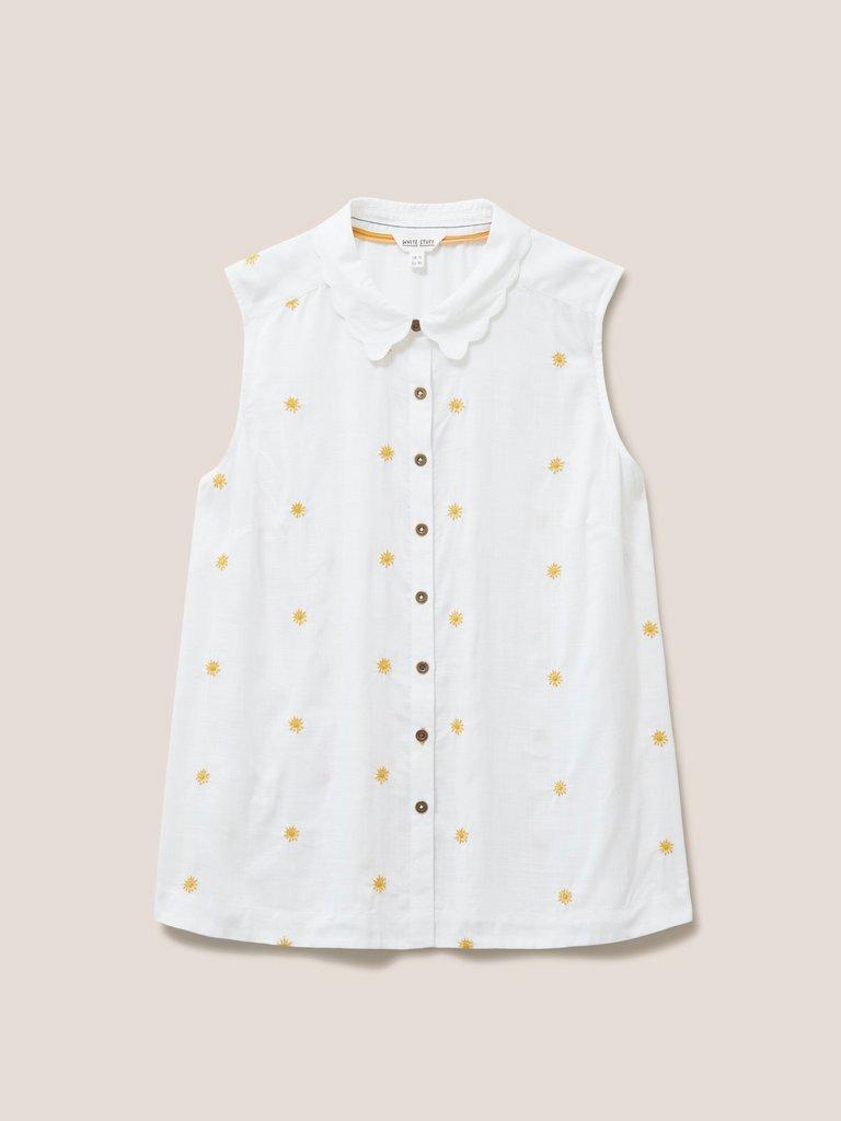 Eccles Embroidered Shirt in WHITE PLAIN - FLAT FRONT