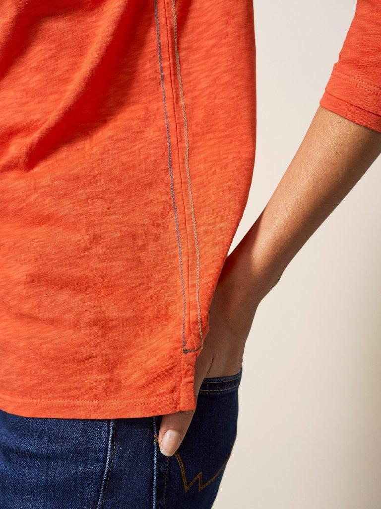 Holland Jersey Top in TOASTED ORANGE PLAIN - MODEL DETAIL