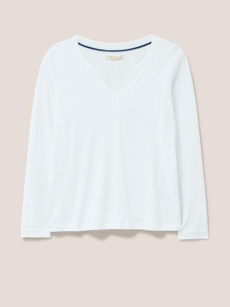 Holland Jersey Top in WHITE PLAIN - FLAT FRONT