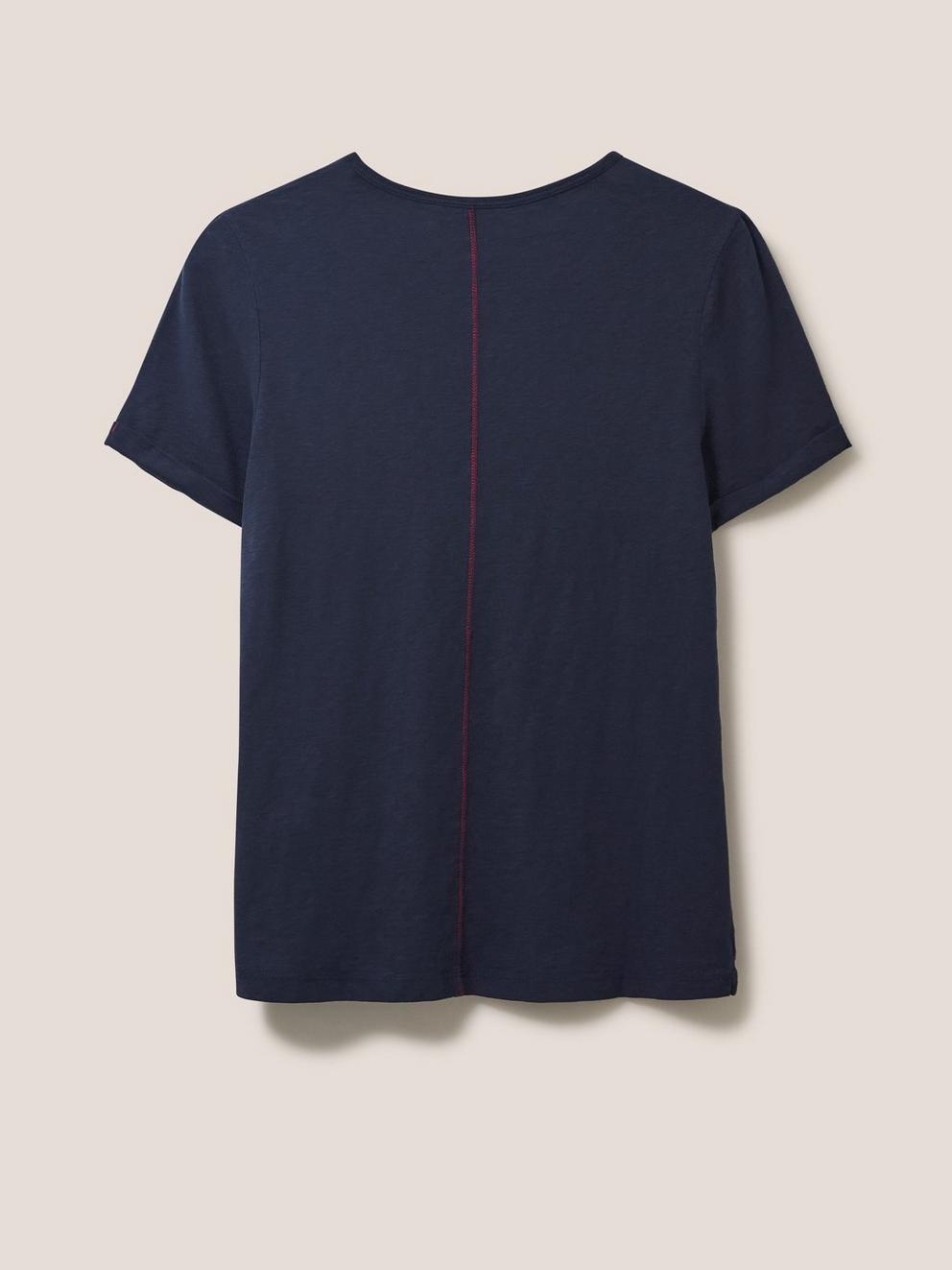 Hannah Pin Tuck Top in NAVY PLAIN - FLAT BACK