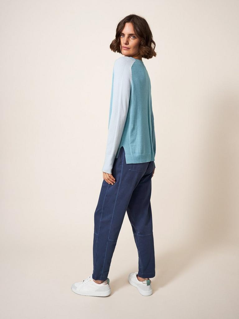 Eastside Jumper in BLUE PLAIN - MODEL BACK