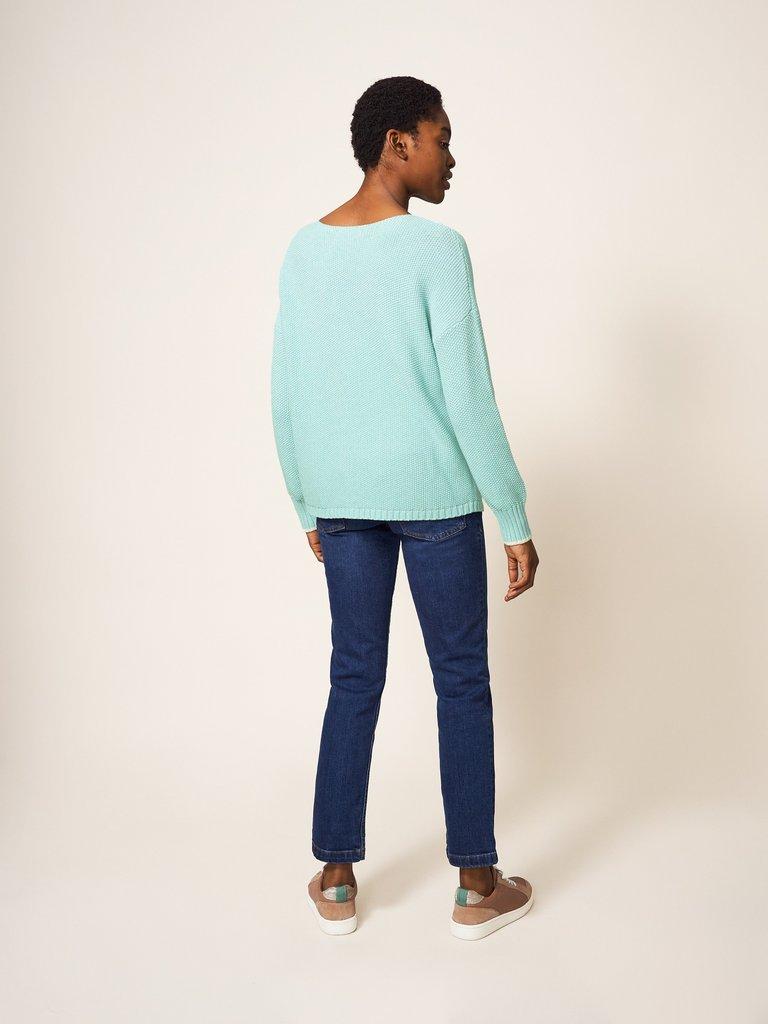 Eastside Jumper in GREEN PLAIN - MODEL BACK