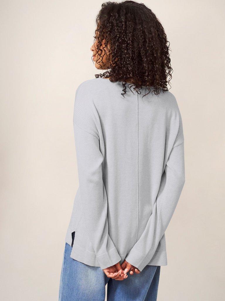 Eastside Jumper in LIGHT GREY PLAIN - MODEL BACK