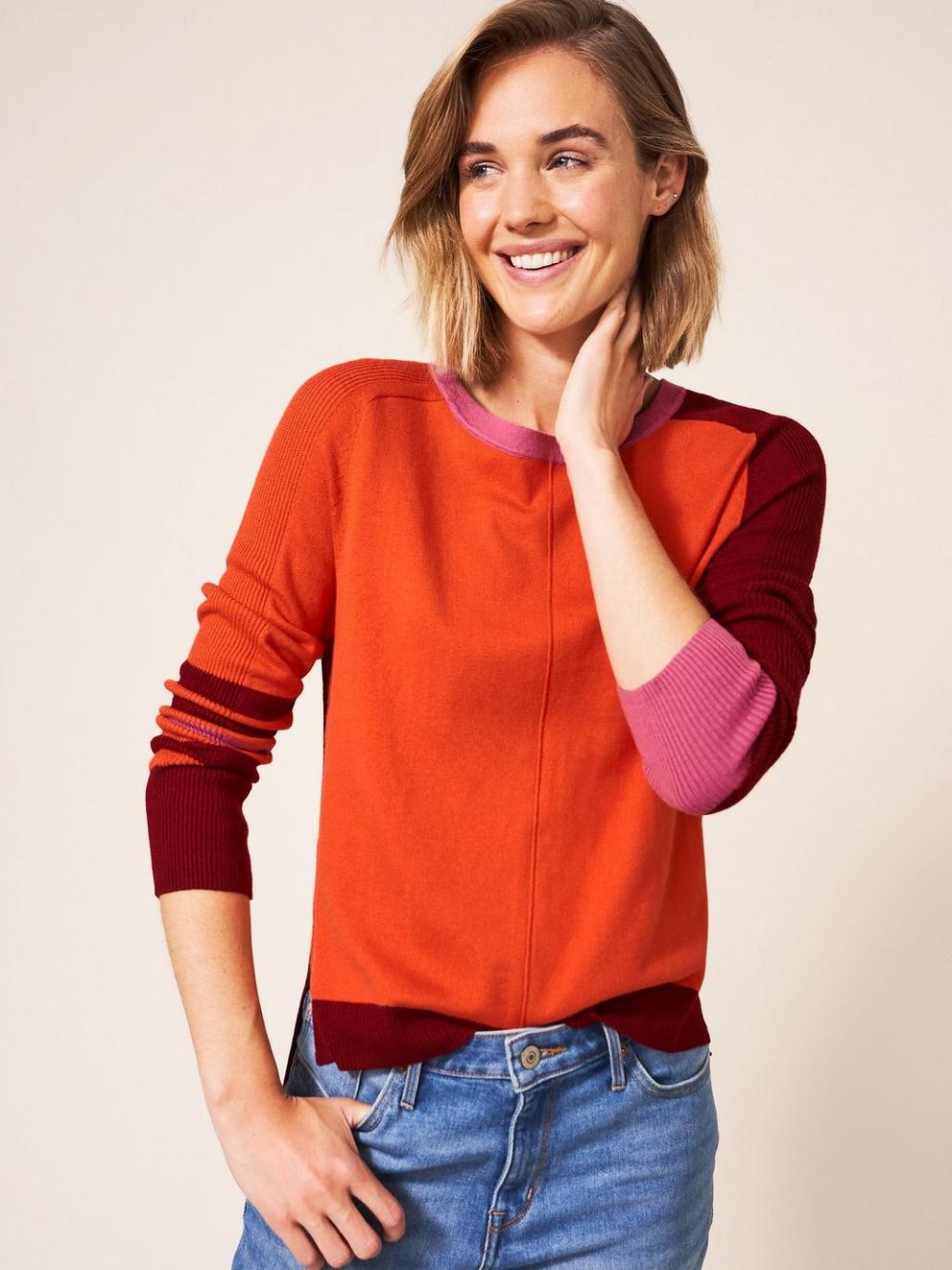 Eastside Jumper in TOASTED ORANGE PLAIN - MODEL FRONT