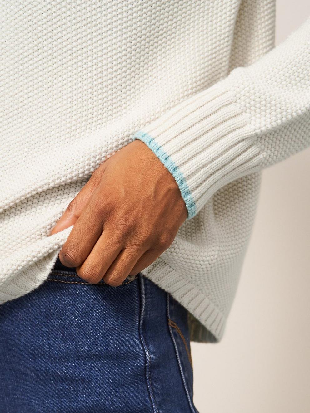 Eastside Jumper in VANILLA WHITE PLAIN - MODEL DETAIL