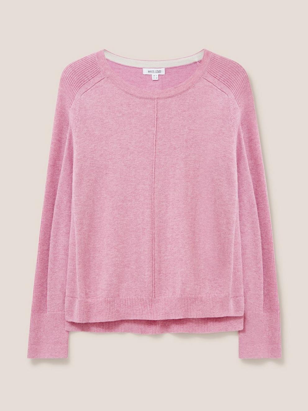 Albie Jumper in CHERRY PINK PLAIN - FLAT FRONT