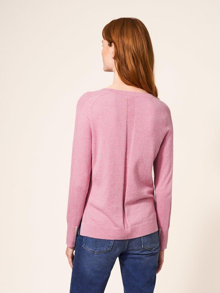 Albie Jumper in CHERRY PINK PLAIN - MODEL BACK