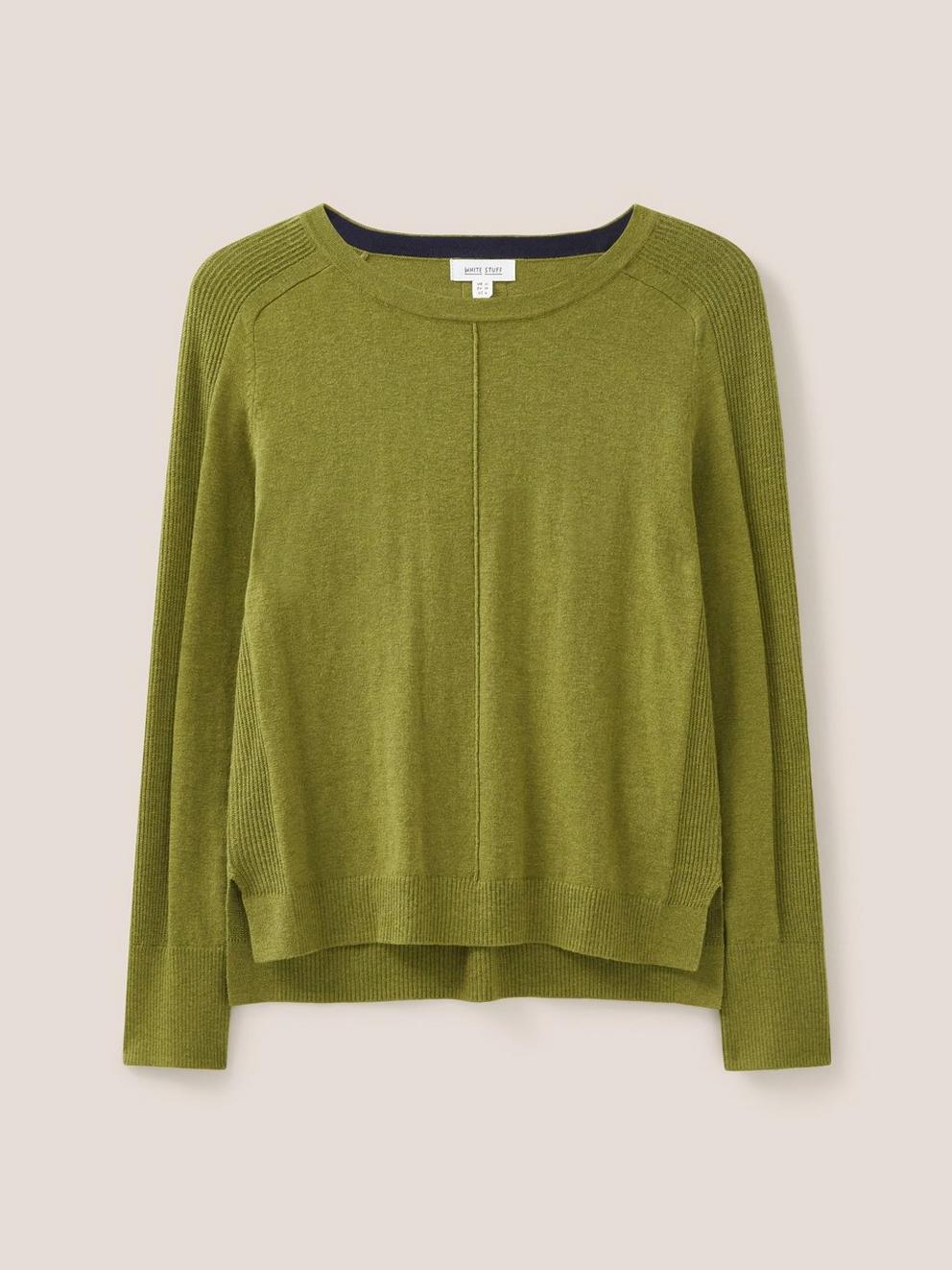 Albie Jumper in PERIDOT GREEN PLAIN - FLAT FRONT