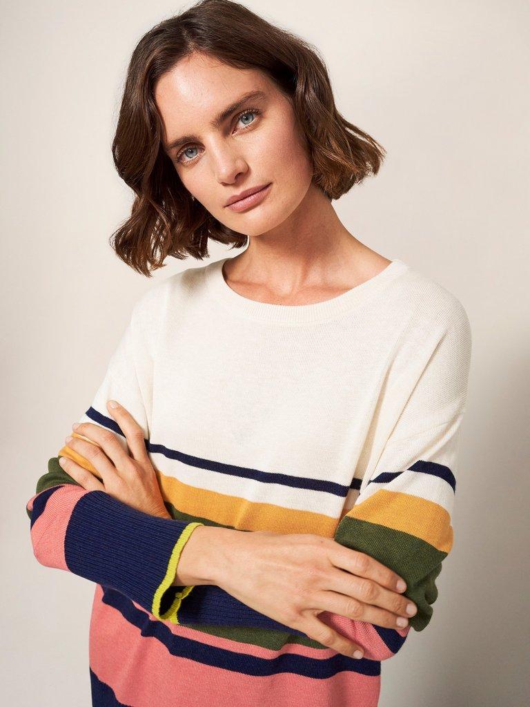 Lowland Colourblock Jumper in MULTI - MODEL DETAIL