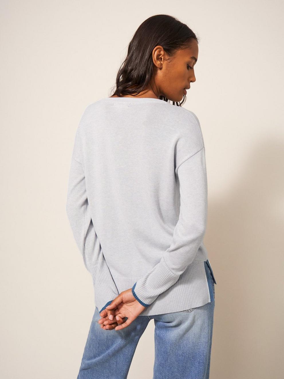 Sliced Spot Jumper in GREY MIX PLAIN - MODEL BACK