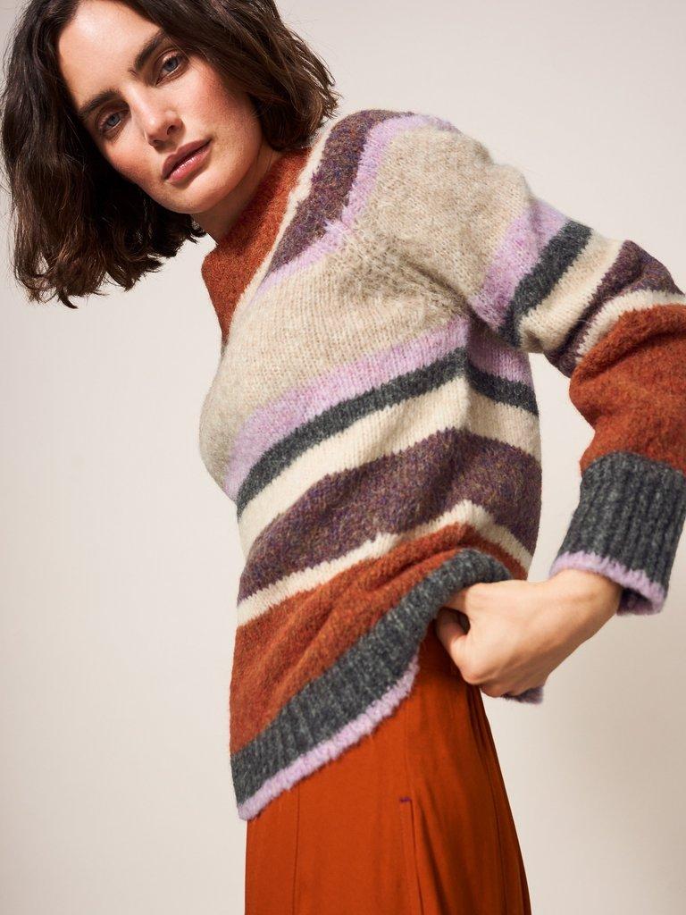 Lolly Stripe Jumper in MULTI - MODEL FRONT