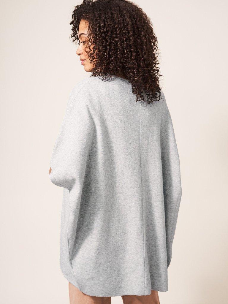 Dawn Cardi in GREY MARL PLAIN - MODEL BACK