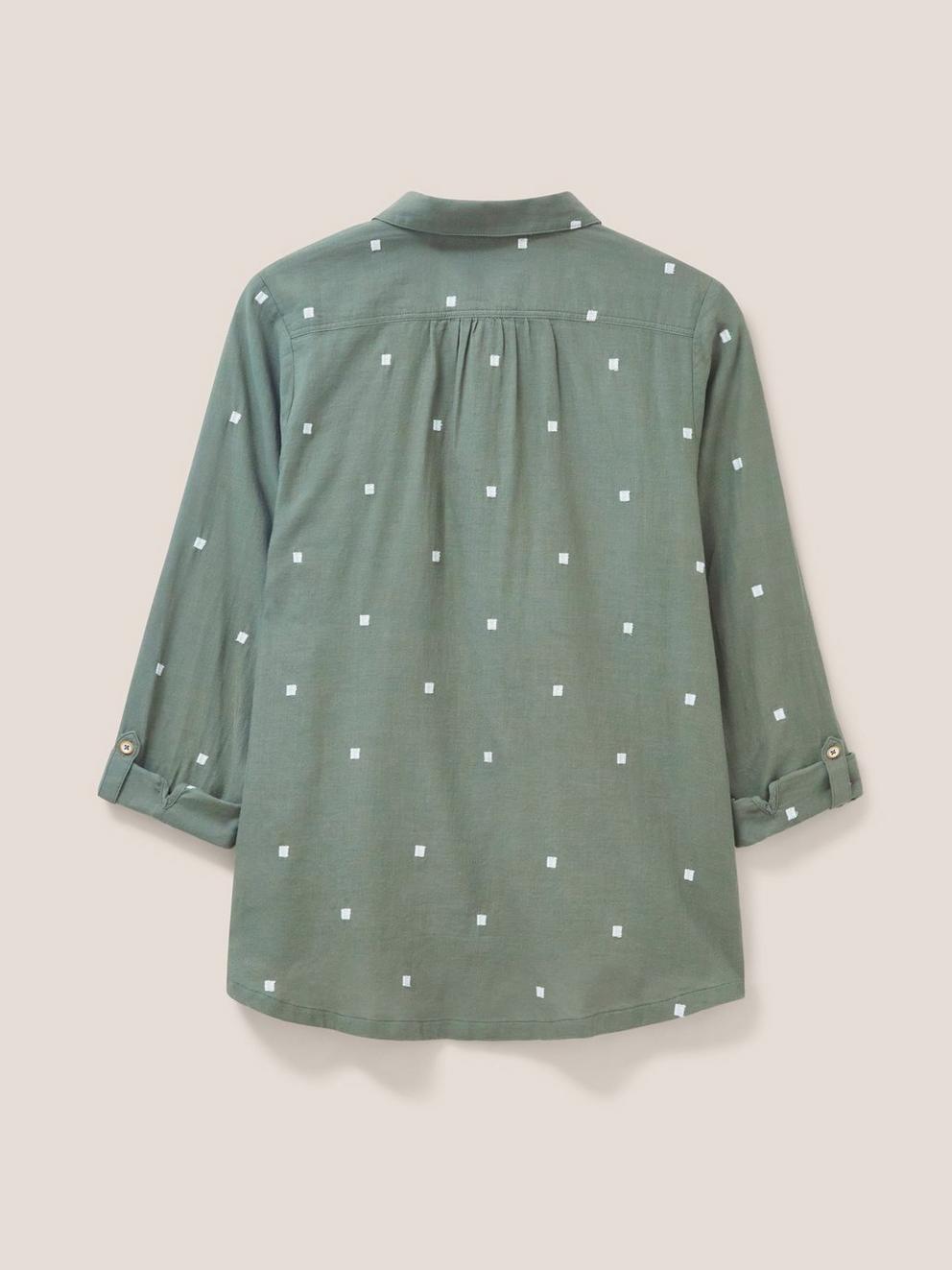 Marigold Dream Jersey Shirt in IVY GREEN PLAIN - FLAT BACK