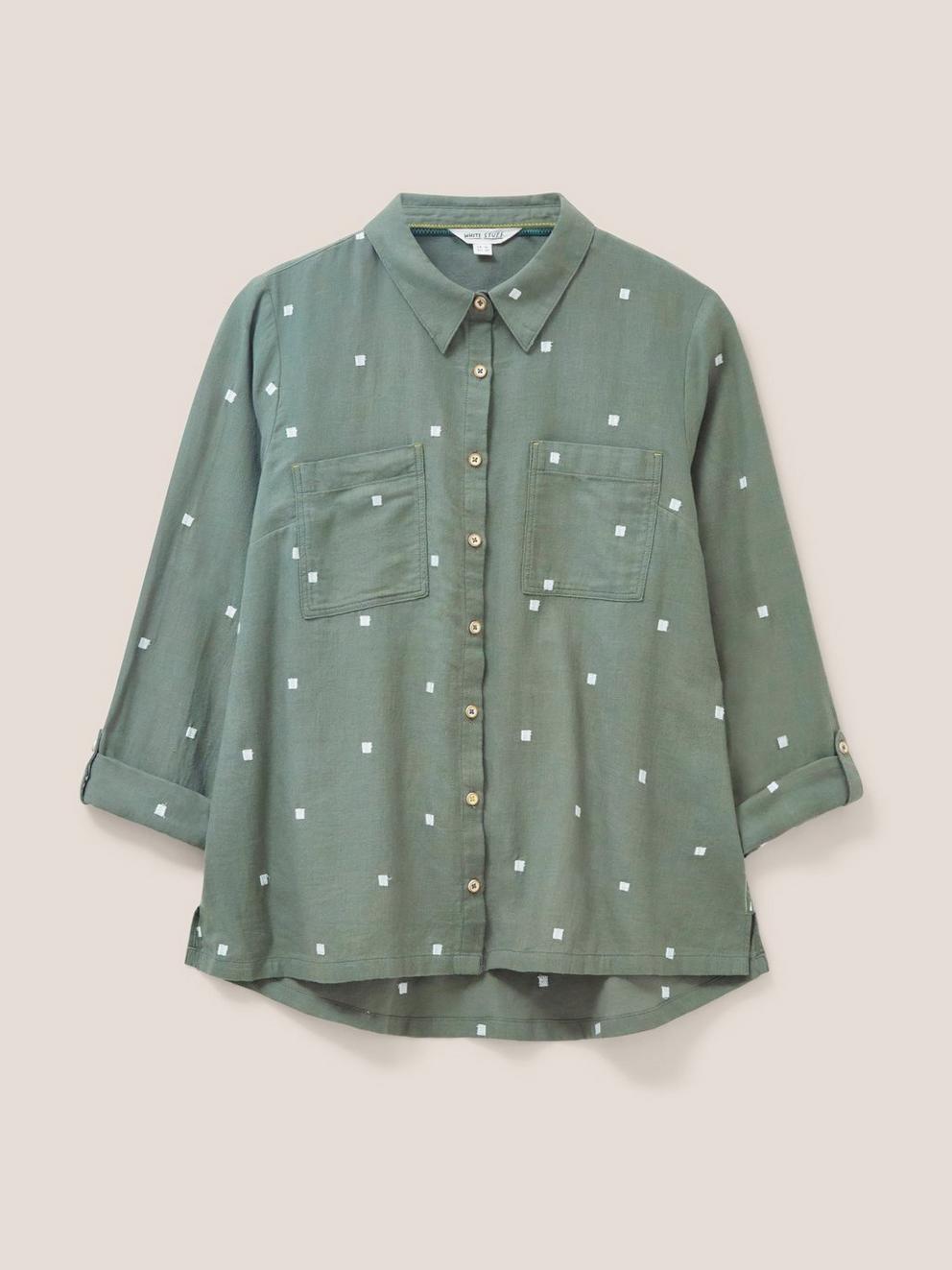 Marigold Dream Jersey Shirt in IVY GREEN PLAIN - FLAT FRONT