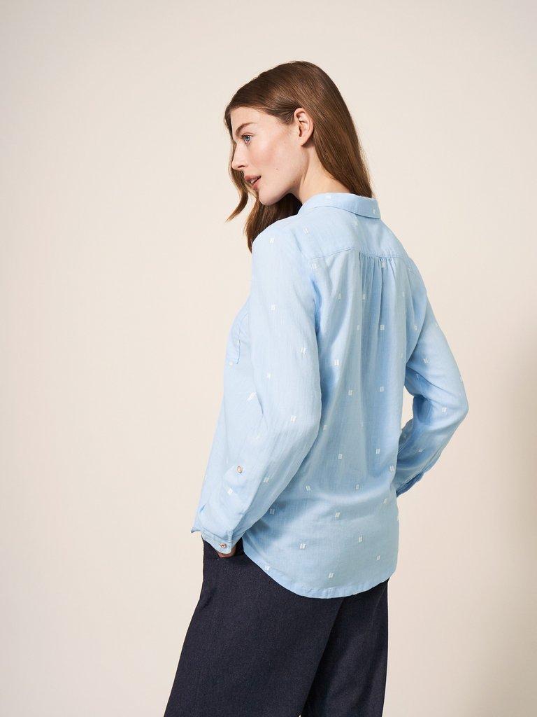 Marigold Dream Jersey Shirt in VIOLET BLUE PLAIN - MODEL BACK