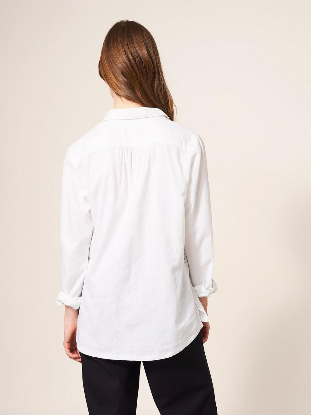 Marigold Dream Jersey Shirt in WHITE PLAIN - MODEL BACK