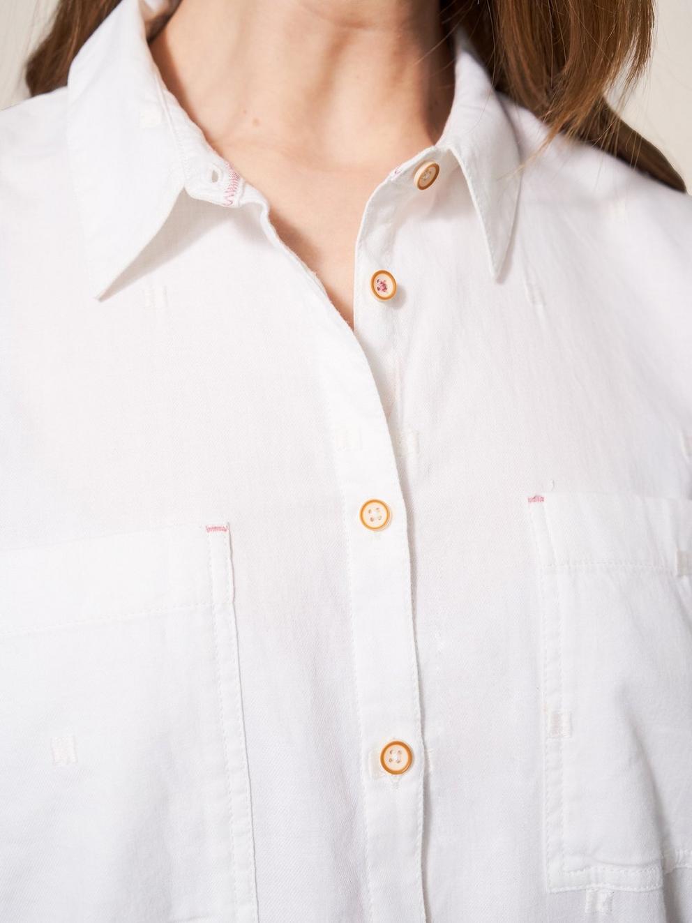 Marigold Dream Jersey Shirt in WHITE PLAIN - MODEL DETAIL