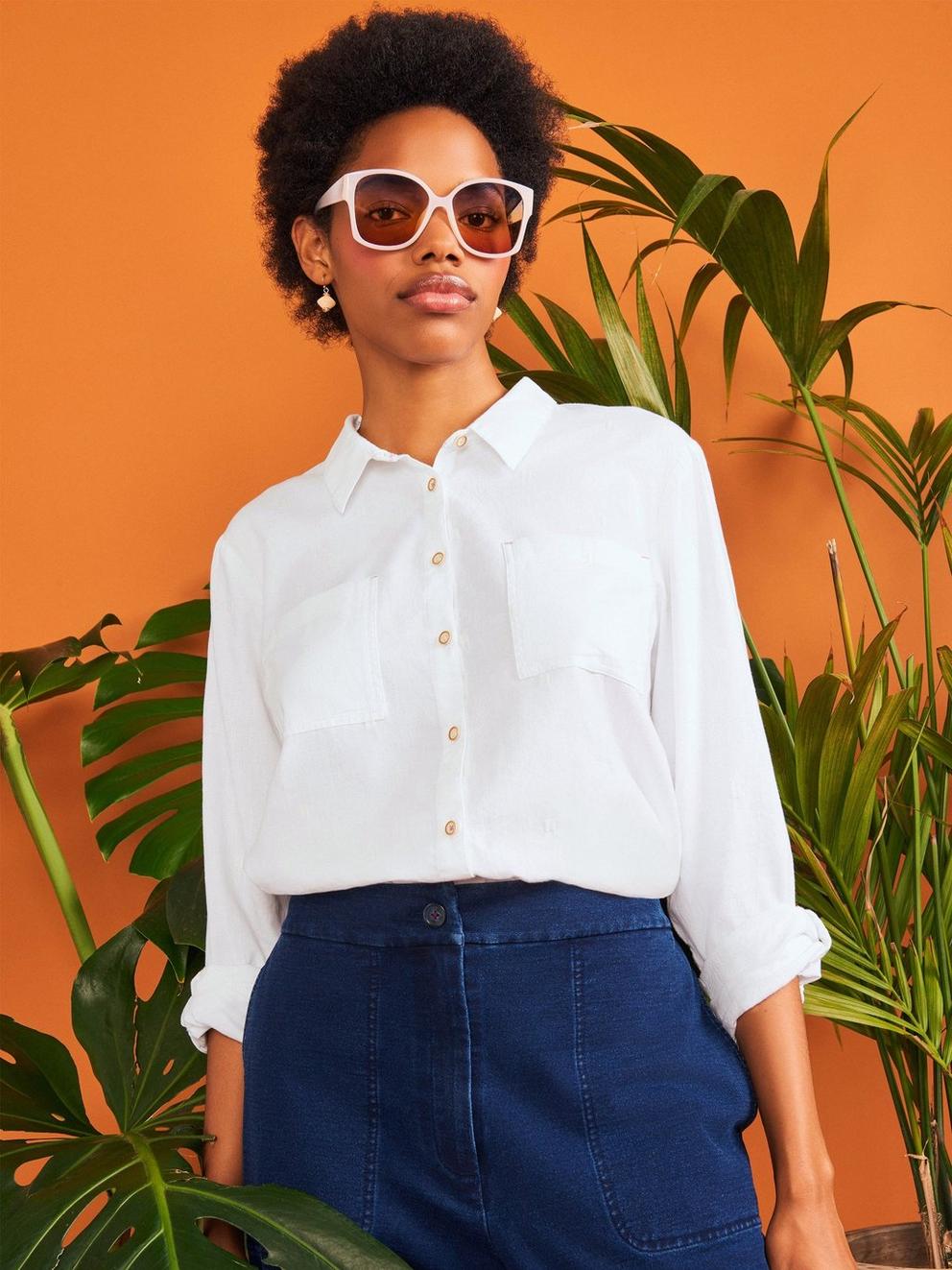 Marigold Dream Jersey Shirt in WHITE PLAIN - MIXED