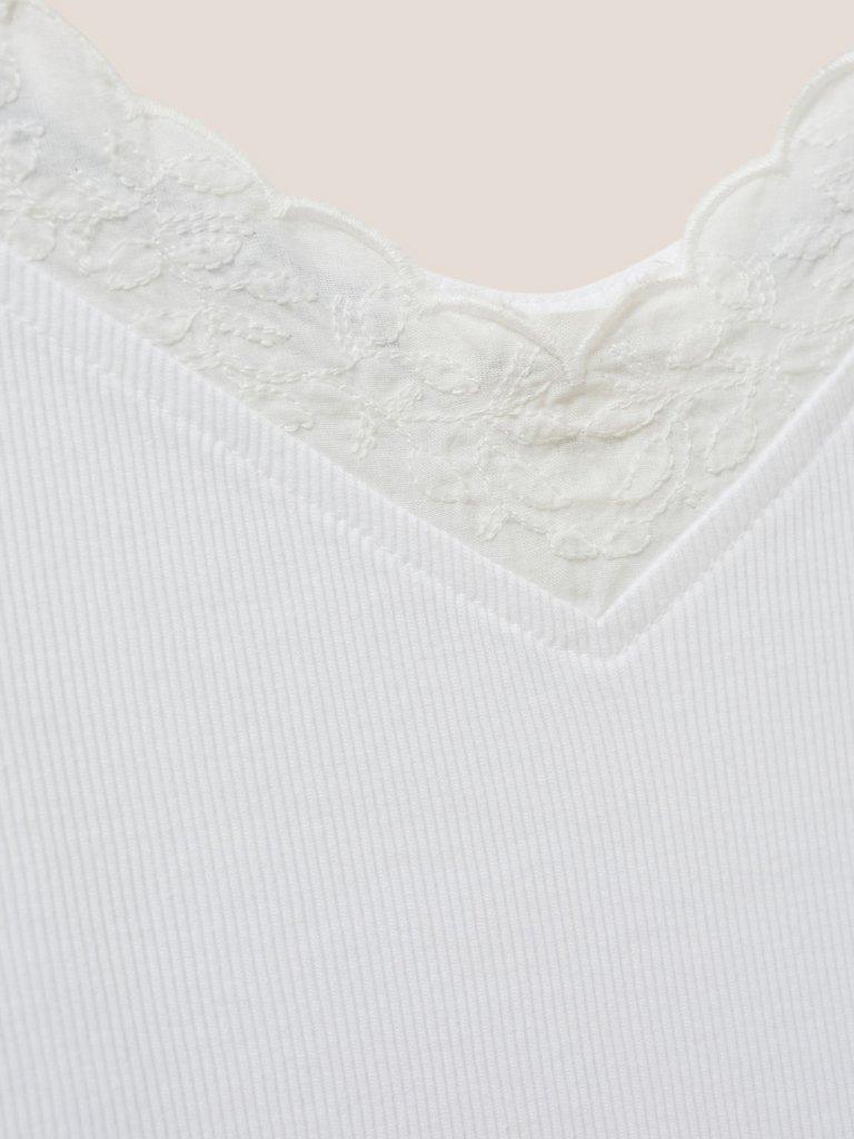 Sing Song Cami in WHITE PLAIN - FLAT DETAIL