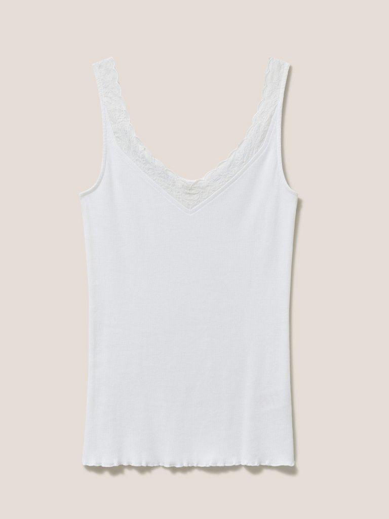 Sing Song Cami in WHITE PLAIN - FLAT FRONT