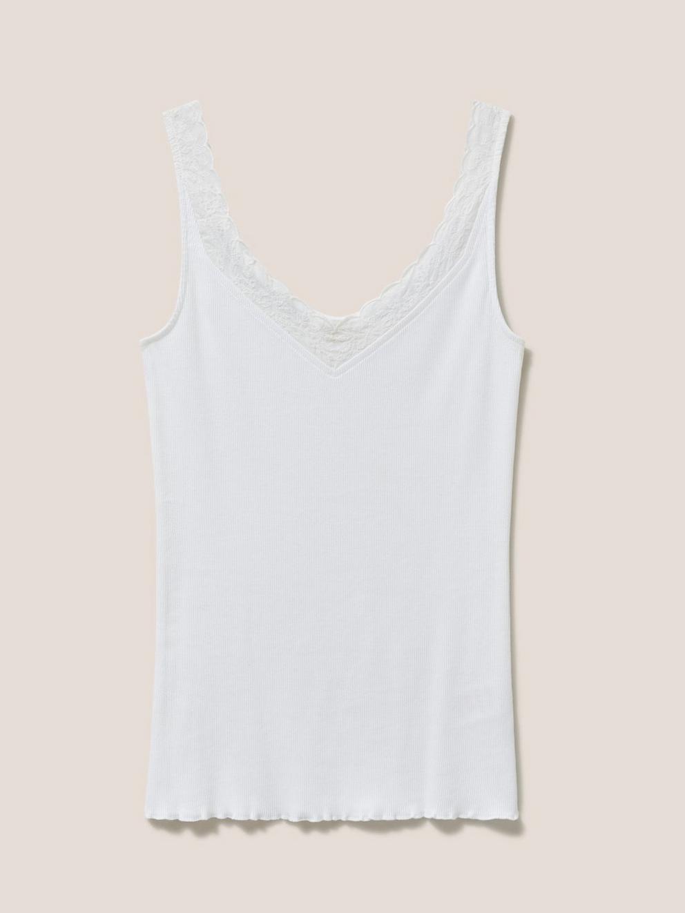 Sing Song Cami in WHITE PLAIN - FLAT FRONT