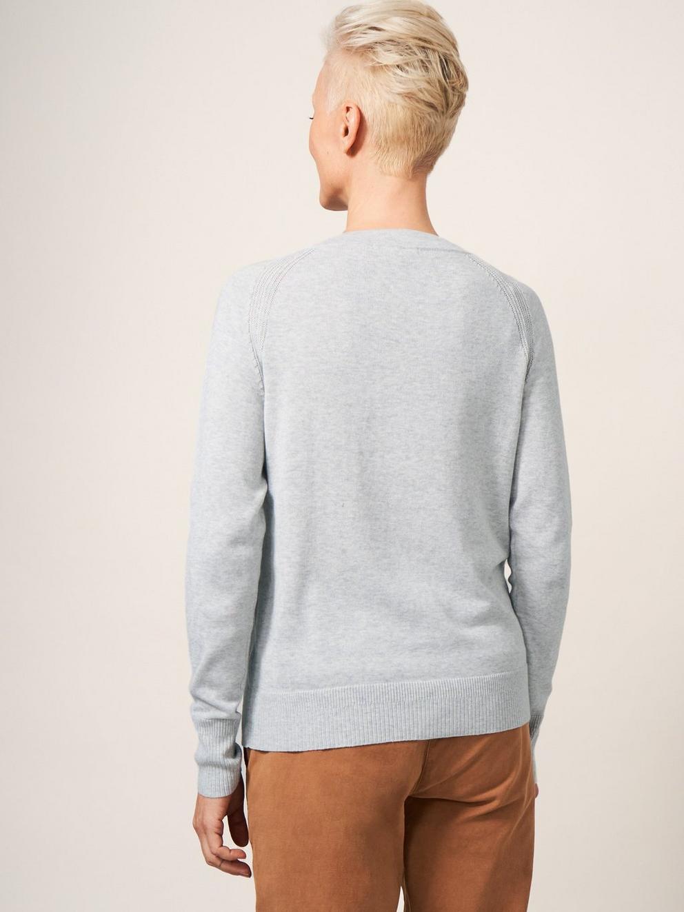 Nova Cardigan in SILVER GREY - MODEL BACK
