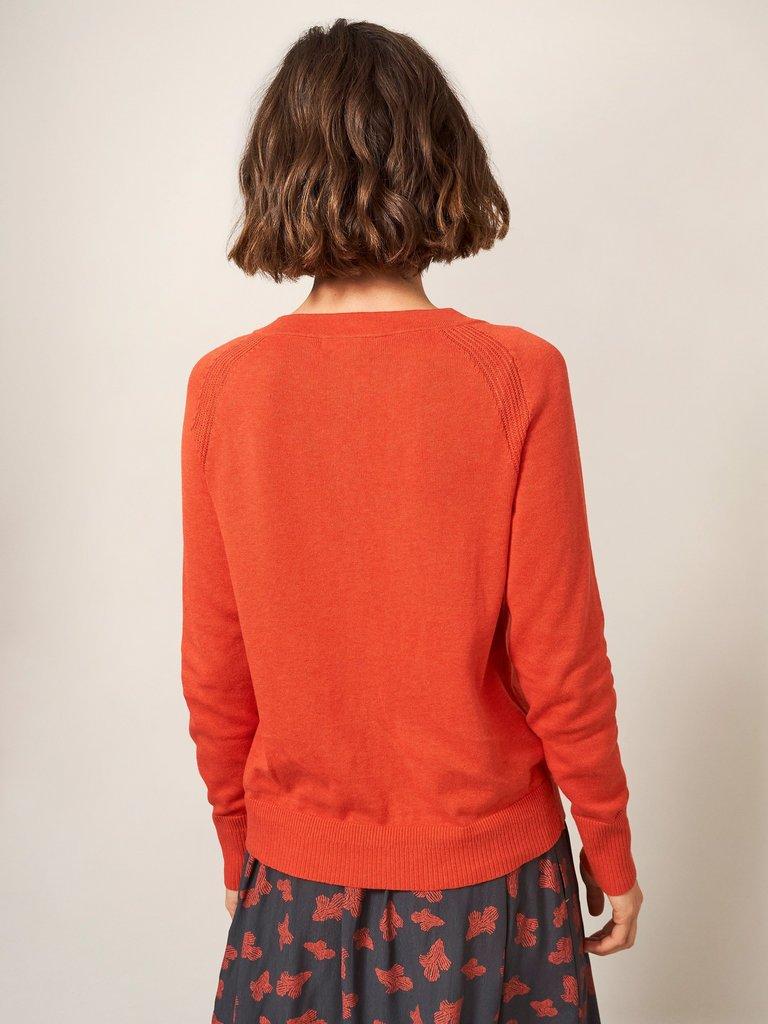 Nova Cardigan in TOASTED ORANGE PLAIN - MODEL BACK