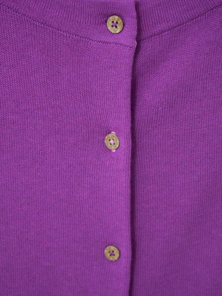 Promenade Button Cardigan in LILAC - FLAT DETAIL