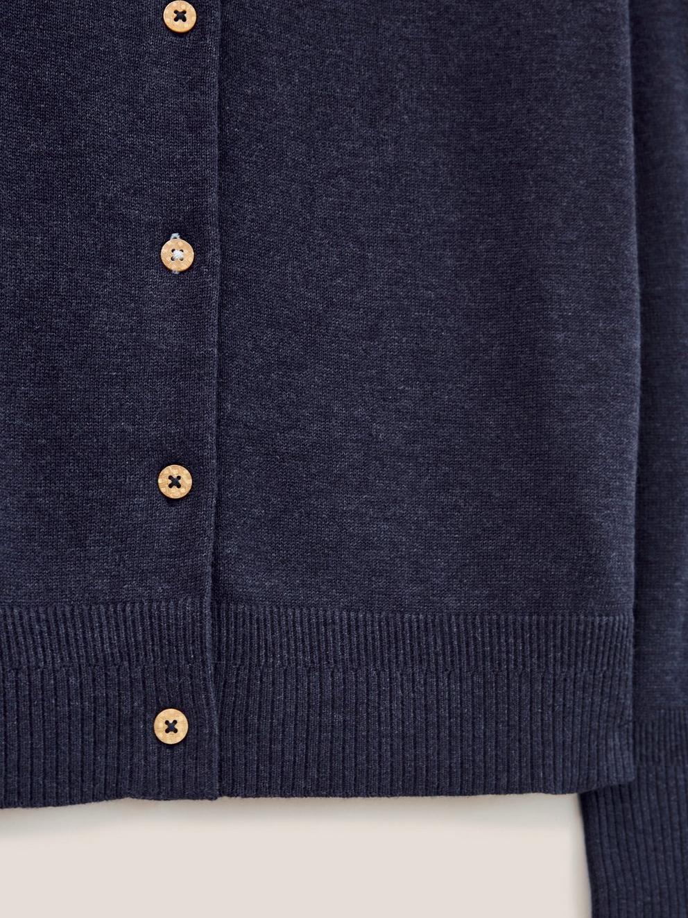 Promenade Button Cardigan in NAVY - FLAT DETAIL