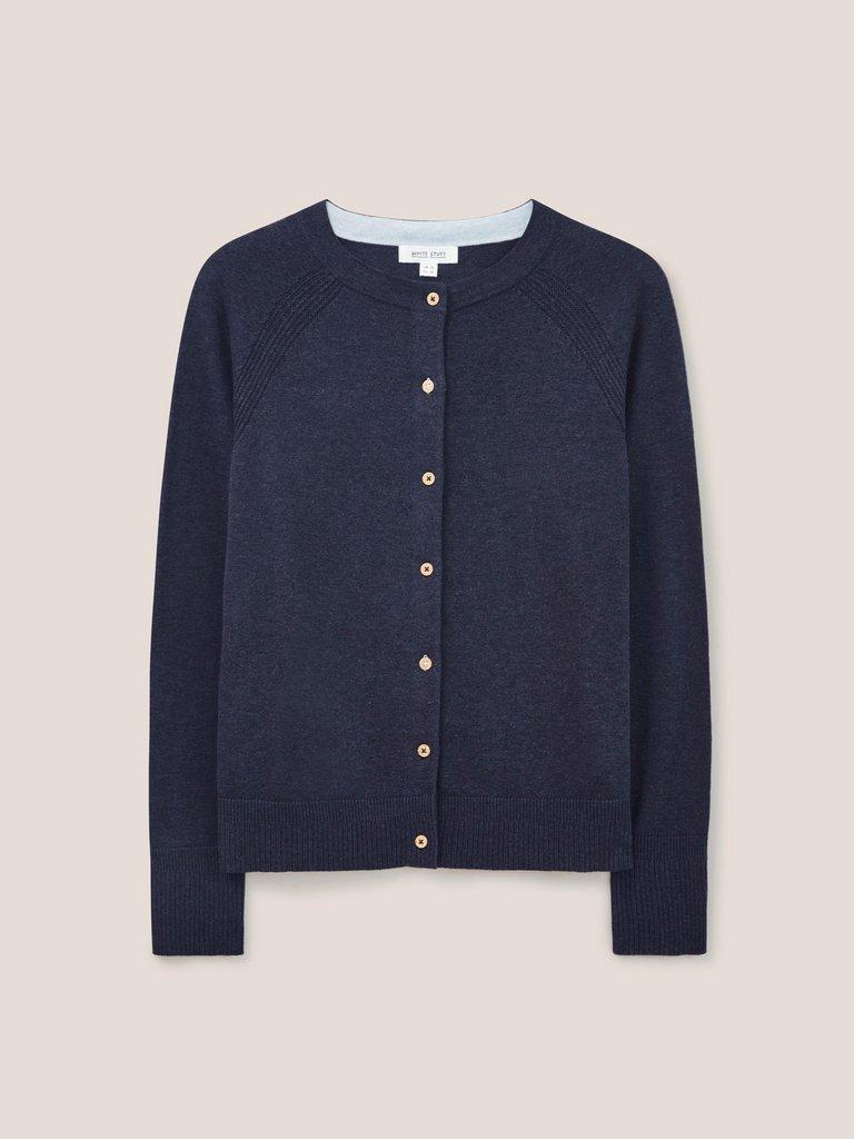 Promenade Button Cardigan in NAVY - FLAT FRONT