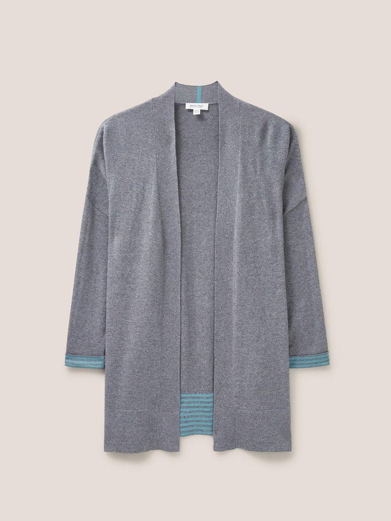 Celia Longline Cardi in SILVER GREY - FLAT FRONT