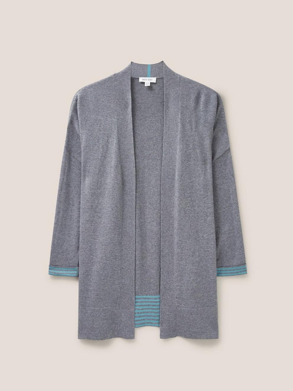 Celia Longline Cardi in SILVER GREY - FLAT FRONT