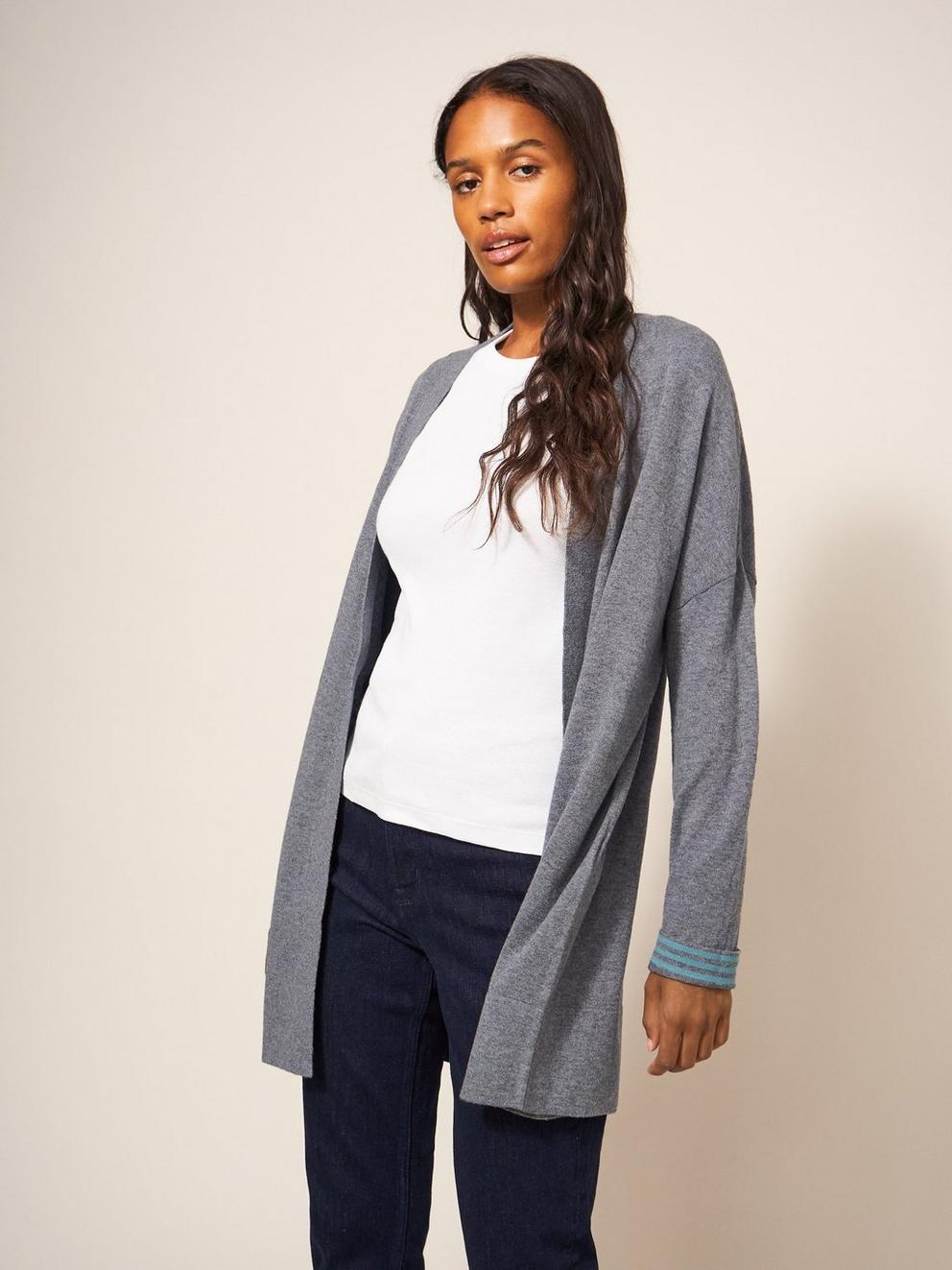 Celia Longline Cardi in SILVER GREY - LIFESTYLE