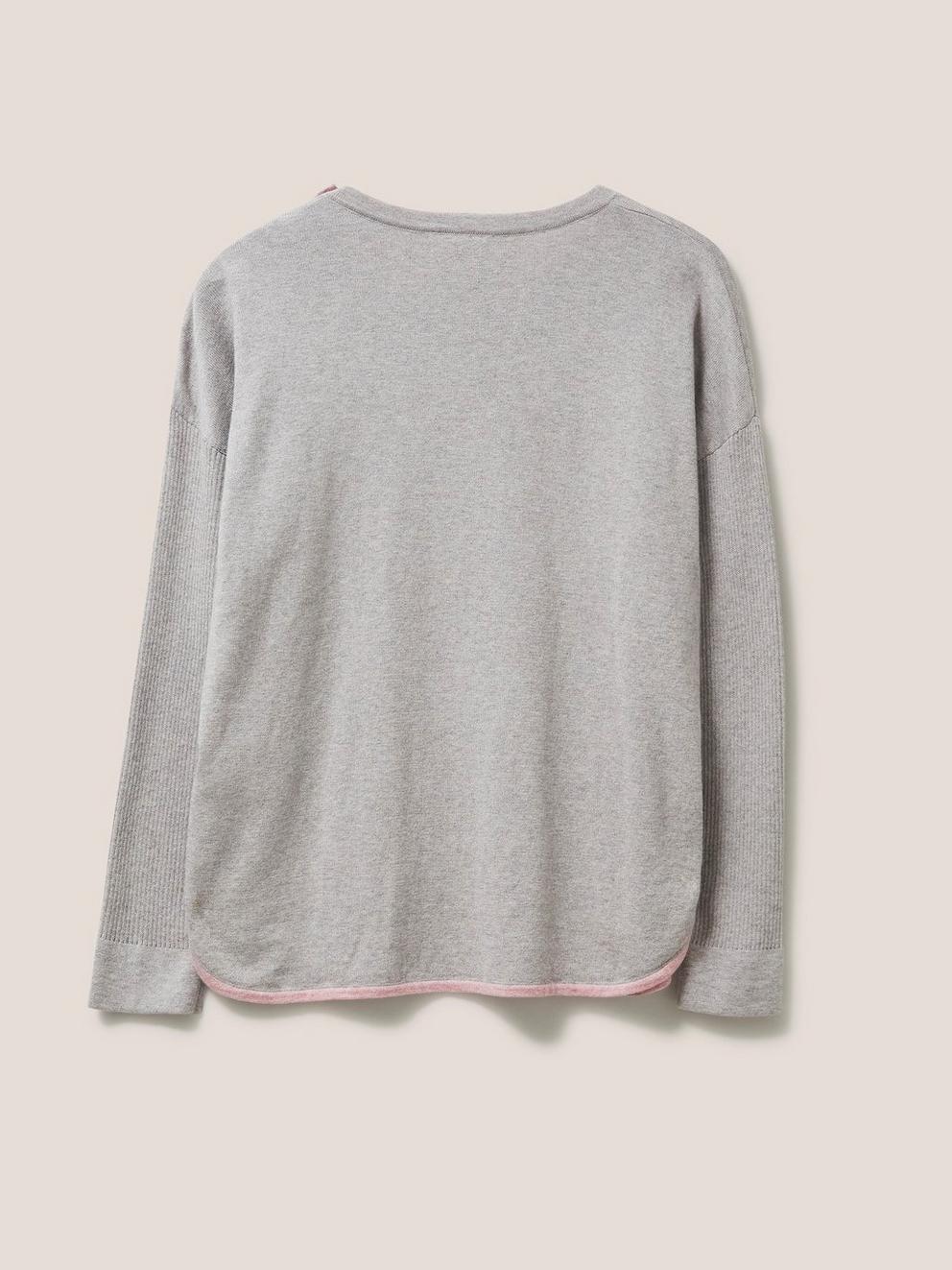 Promenade Cotton Jumper in GREY - FLAT BACK