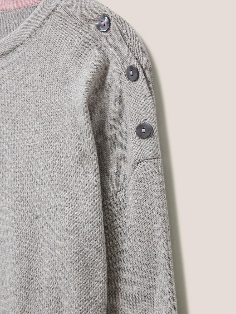 Promenade Cotton Jumper in GREY - FLAT DETAIL