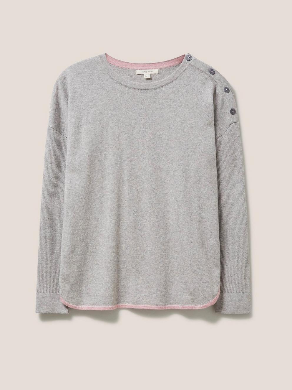 Promenade Cotton Jumper in GREY - FLAT FRONT