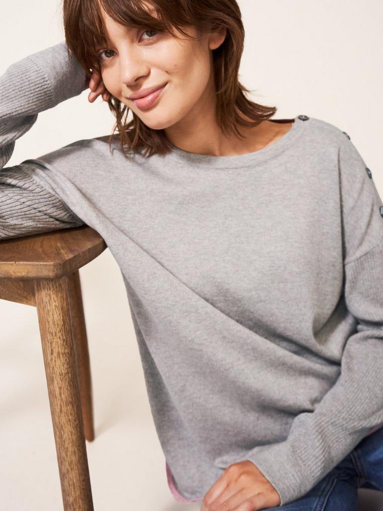 Promenade Cotton Jumper in GREY - LIFESTYLE