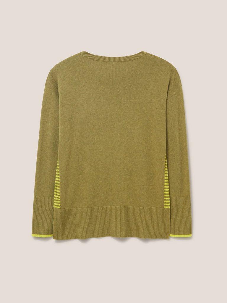 Promenade Cotton Jumper in KIWI GREEN PLAIN - FLAT BACK