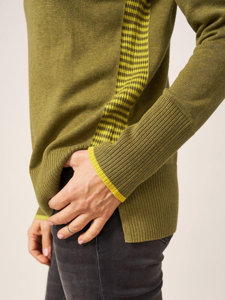 Promenade Cotton Jumper in KIWI GREEN PLAIN - MODEL DETAIL